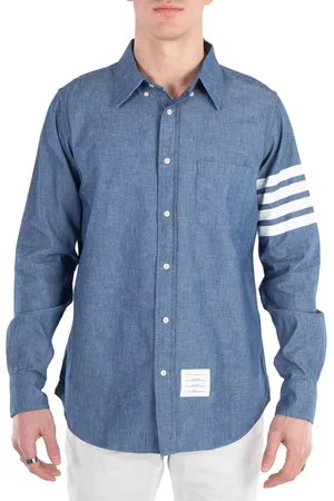 Thom Browne Mens Chambray 4-Bar Shirt, Brand Size 1 (Small)