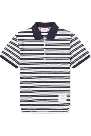 Thom Browne Mens Striped Linen Polo Shirt, Brand Size 2 (Medium)