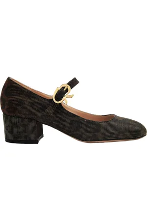 Gianvito Rossi Leopard Print Mary Ribbon Pumps, Brand Size 37 ( US Size 7 )