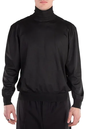 Balenciaga Mens Black BB Oversized High-Neck Sweater, Brand Size 1 (Small)