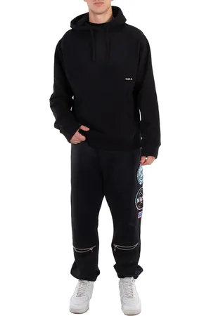 OAMC Mens Black Graphic-Print Organic Cotton Hoodie, Size Medium