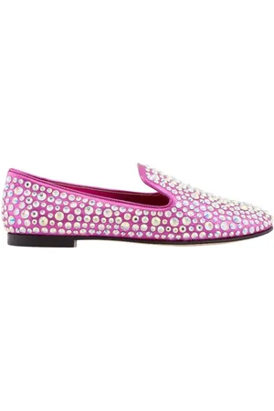 Giuseppe Zanotti Pink Rhinestone Embellised Loafers, Brand Size 38 ( US Size 8 )