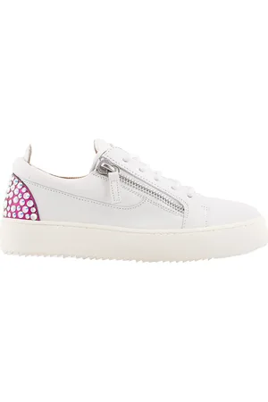 Giuseppe Zanotti Gail Rhinestone-Embellished Leather Sneakers, Brand Size 37 ( US Size 7 )