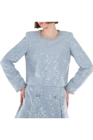 Self-Portrait Sequin Boucle Long-Sleeve Top, Brand Size 10 ( US Size 6 )