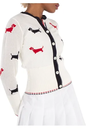 Thom Browne Ladies Cotton Pointelle Hector Cardigan, Brand Size 36 (US Size 0)