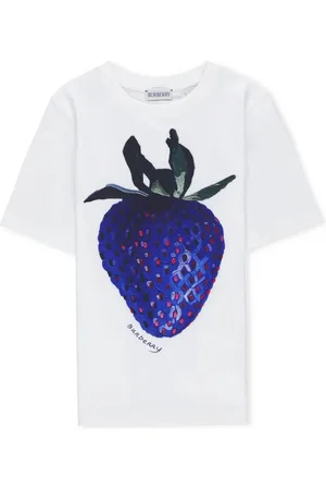 Burberry Kids Strawberry Printed Crewneck T-Shirt, Size 6Y