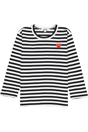 Comme des Garçons Kids Long-sleeve Stripe Cotton T-shirt, Size 6Y
