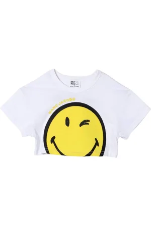 Marc Jacobs Girls SmileyWorld Logo Cropped T-Shirt, Size 4Y