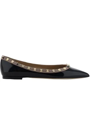 VALENTINO Rockstud Patent Leather Ballet Flats, Brand Size 37 ( US Size 7 )