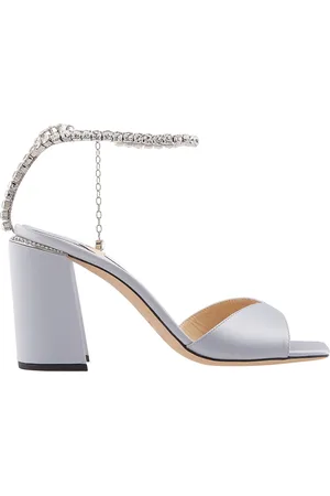 Jimmy Choo Saeda 85 Crystal Sandals, Brand Size 37 ( US Size 7 )
