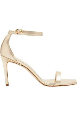 Stuart Weitzman Light Gold Nunakedcurve 85 Sandals, Brand Size 35 ( US Size 4.5 )