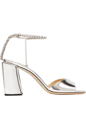 Jimmy Choo Saeda 85 Crystal Metallic Leather Sandals, Brand Size 36 (US Size 6)