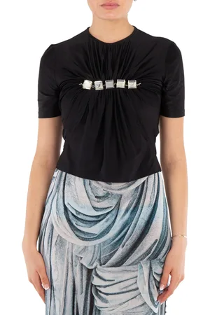 Paco rabanne Gem-Embellished Draped-Effect Haut Top, Brand Size 34 ( US Size 2 )