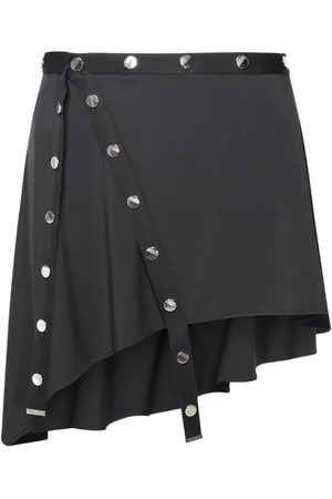 The Attico Asymmetrical Stretch Jersey Mini Skirt, Brand Size 40 ( US Size 6 )