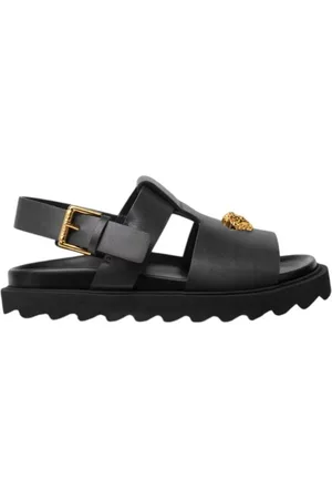 VERSACE Kids Medusa-Plaque Leather Sandals, Brand Size 33(2 Kids)