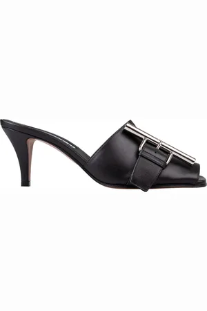Alexander McQueen Ladies Black Francisco 70 mm Leather Mules, Brand Size 36 ( US Size 6 )