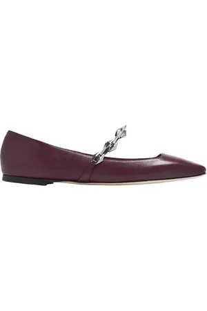 Jimmy Choo Diamond Tilda Square-Toe Leather Flats, Brand Size 38 (US Size 8)