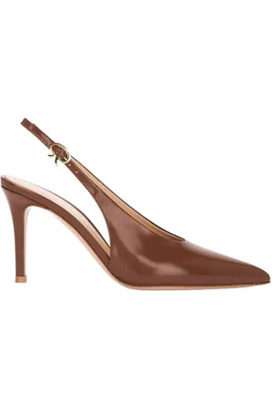 Gianvito Rossi Robbie Slingback Leather Pumps, Brand Size 37 ( US Size 7 )