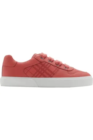 Burberry Boys Noah Check Leather Low-Top Sneakers, Brand Size 27 (10 Kids)