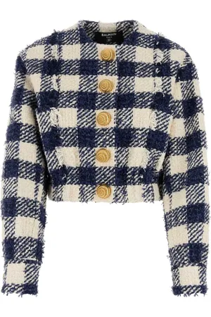Balmain Tweed Crop Bomber Jacket, Brand Size 36 (US Size 4)