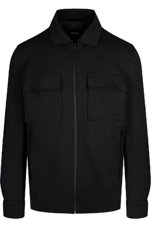 HUGO BOSS Long Sleeve Zip-Up Overshirt, Size Large