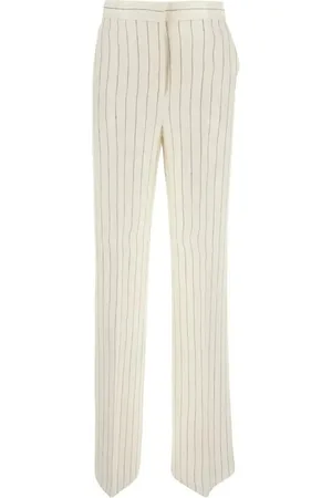 Max Mara Pinstriped Linen Trousers, Brand Size 36 (US Size 2)