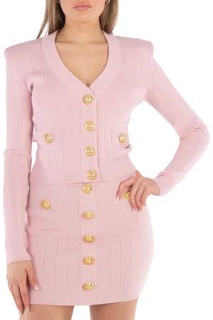 Balmain V-Neck Cropped Cardigan, Brand Size 38 (US Size 6)