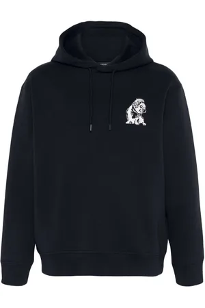 Emporio Armani French Bulldog-Embroidered Hoodie, Size Large