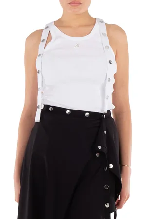 The Attico White Ribbed Jersey Tank Top, Brand Size 38 ( US Size 4 )
