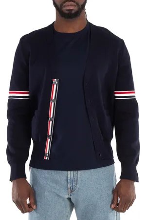 Thom Browne Stripe Detailed Milano V-Neck Cardigan, Brand Size 2 (Medium)
