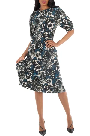 Max Mara Bronzo Floral Printed Silk Midi Dress, Brand Size 36 ( US Size 2 )