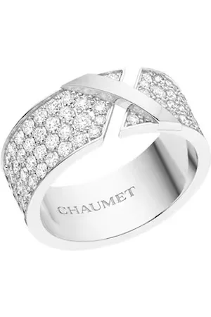 CHAUMET 18k White Gold Liens Evidence Diamond Ring, Size 50
