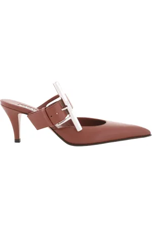 Alexander McQueen Ladies Rouge Fonce 70mm Francisco Leather Mules, Brand Size 36 ( US Size 6 )