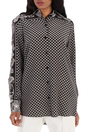Balmain Paisley-Print Silk Shirt, Brand Size 34 (US Size 2)