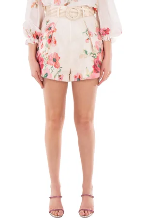 ZIMMERMANN All-Over Floral Print Tuck Shorts, Size XX-Small