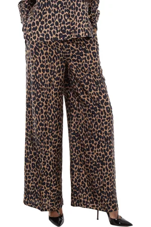 Max Mara Ghinea Leopard Silk Wide-Leg Pants, Brand Size 44 ( US Size 10 )