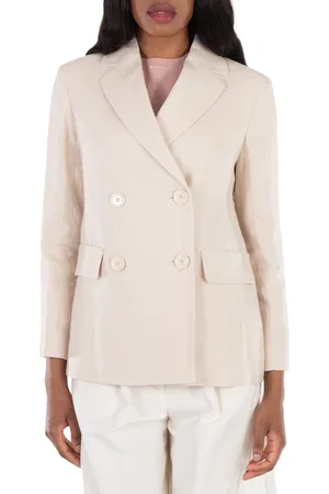 Max Mara Laura Double-Breasted Linen Blazer, Brand Size 34 (US Size 0)