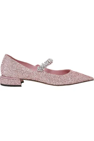 Jimmy Choo Bing Glitter Crystal-Strap Ballerina Pumps, Brand Size 36 ( US Size 6 )