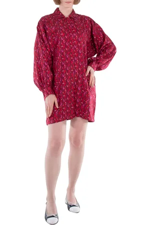 Max Mara Ozio Printed Silk Shirt Dress, Brand Size 38 ( US Size 4 )