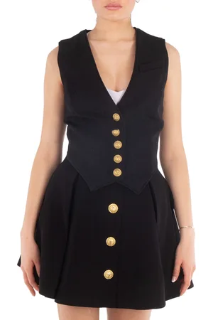Balmain Black Virgin Wool Waistcoat, Brand Size 34 (US Size 2)