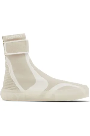 Burberry Mens Vanilla Beige Knitted Sub High-Top Sock Sneakers, Brand Size 50 ( US Size 17 )