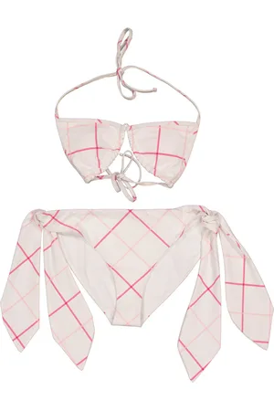 Burberry Ladies Bubblegum Check Stretch Nylon Triangle Bikini Swimsuit, Size X-Large