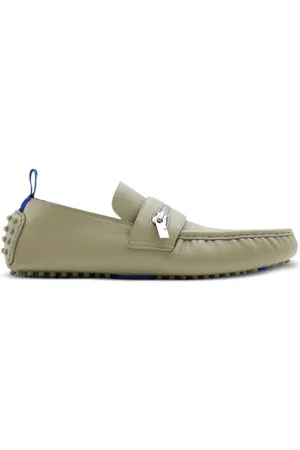 Burberry Motor Zip-Detail Leather Loafers, Brand Size 41 ( US Size 8 )