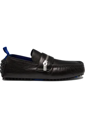 Burberry Motor Zip-Detail Leather Loafers, Brand Size 44 ( US Size 11 )