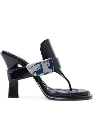 Burberry Bay Equestrian Knight Heel Sandals, Brand Size 37 (US Size 7)