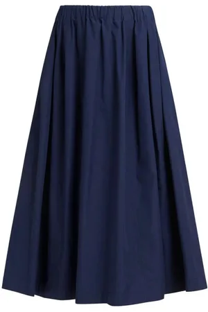 Marni Light Navy A-Line Cotton Midi Skirt, Brand Size 38 ( US Size 6 )
