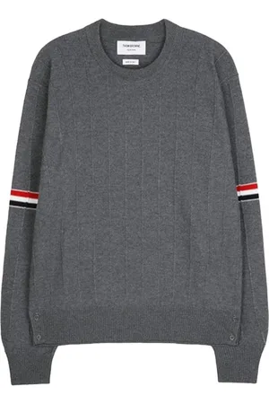 Thom Browne Mens Wool Relaxed Pullover, Brand Size 3 (Large)