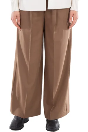 Max Mara Carmen Flannel Wide-Leg Trousers, Brand Size 40 ( US Size 6 )