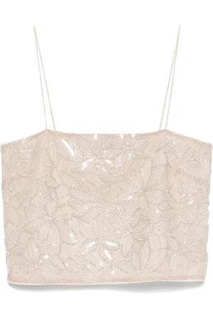 ROTATE Ladies Silver Birch Sequin Mini Top, Brand Size 38 (US Size 4)