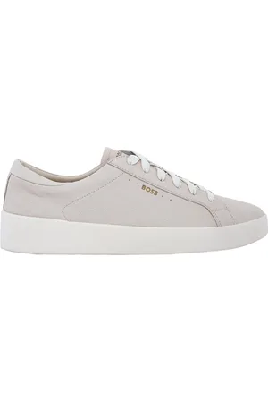 HUGO BOSS Tumbled-Leather Trainers, Brand Size 41 ( US Size 8 )